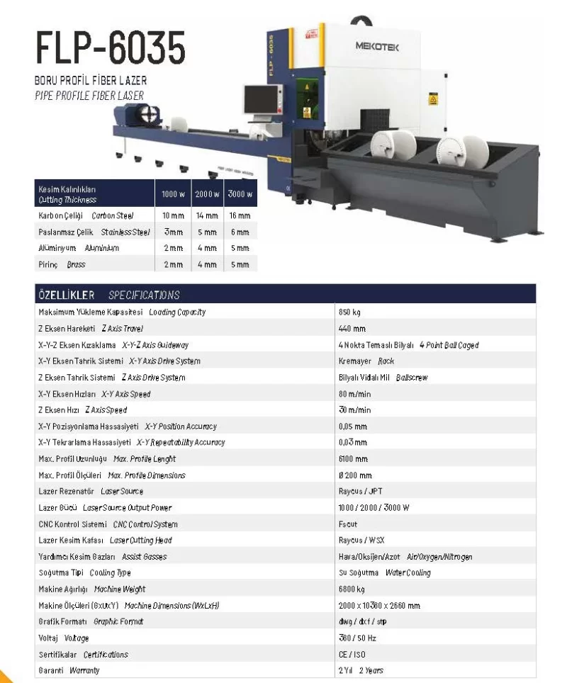 Boru Profil Fiber Lazer Makinaları